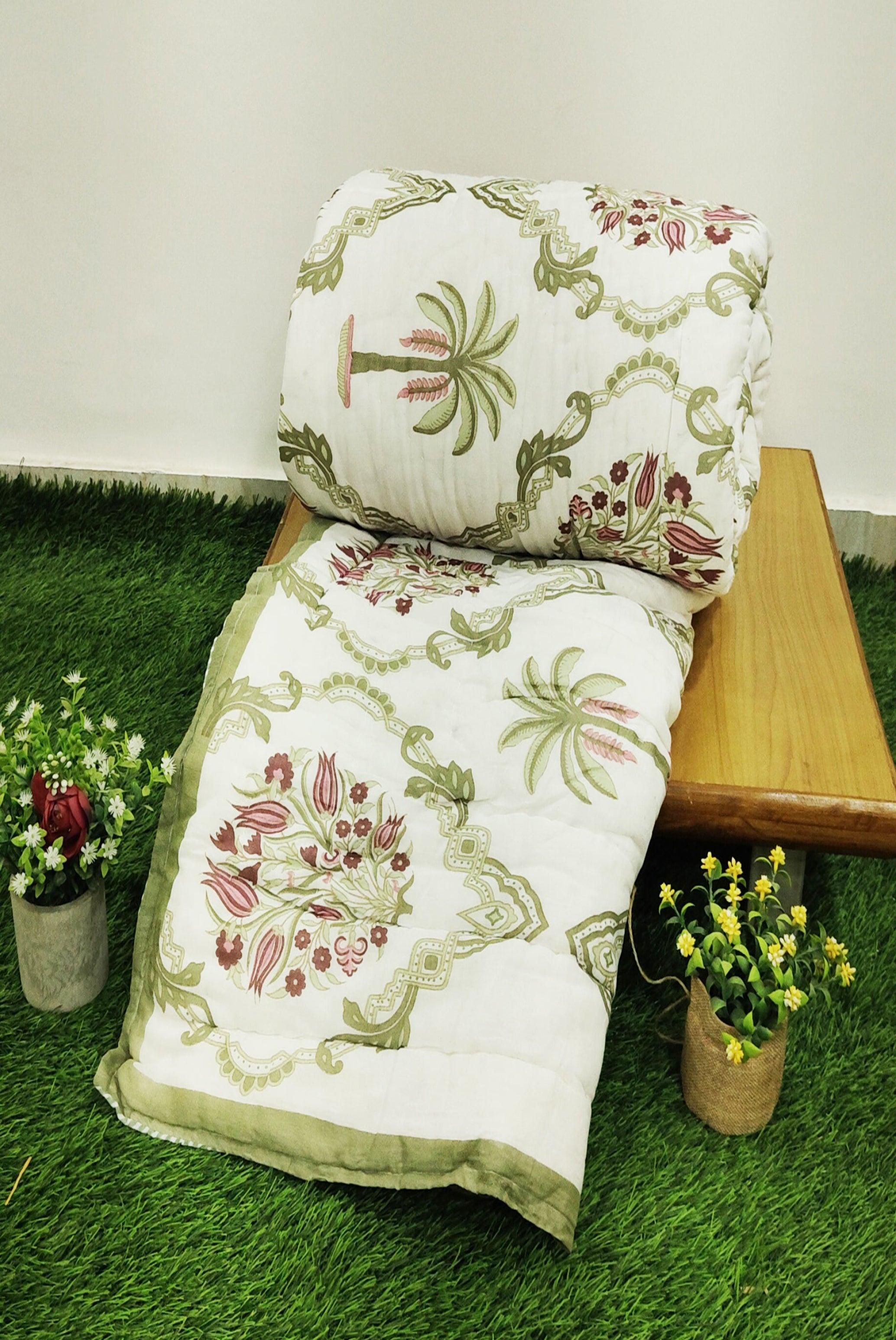 Palm tree & floral blooming