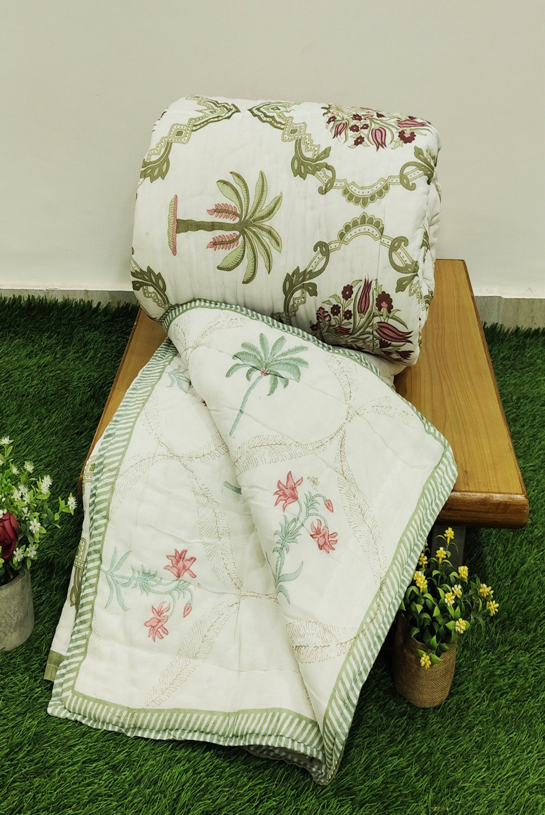 Palm tree & floral blooming