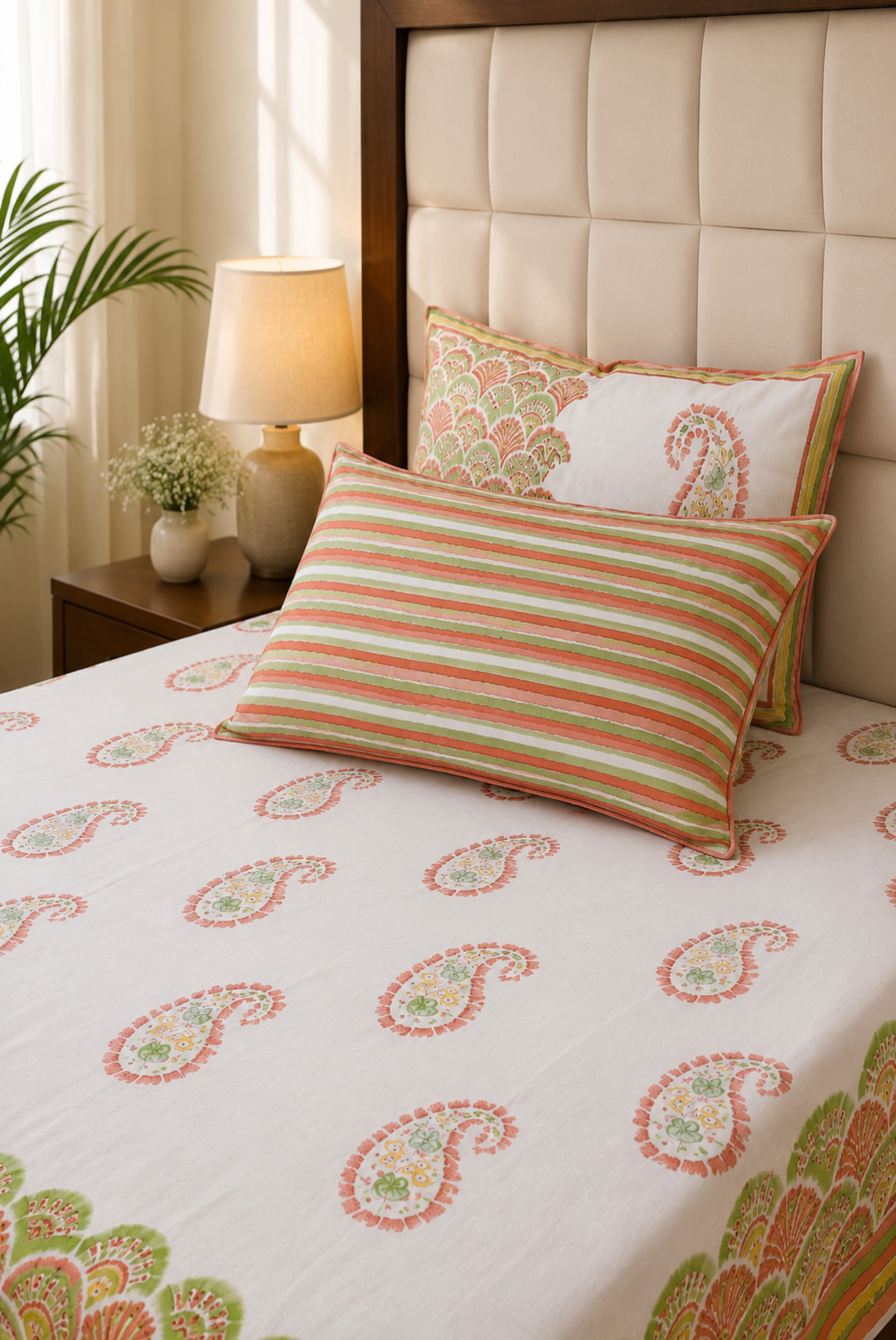 Peach Paisley