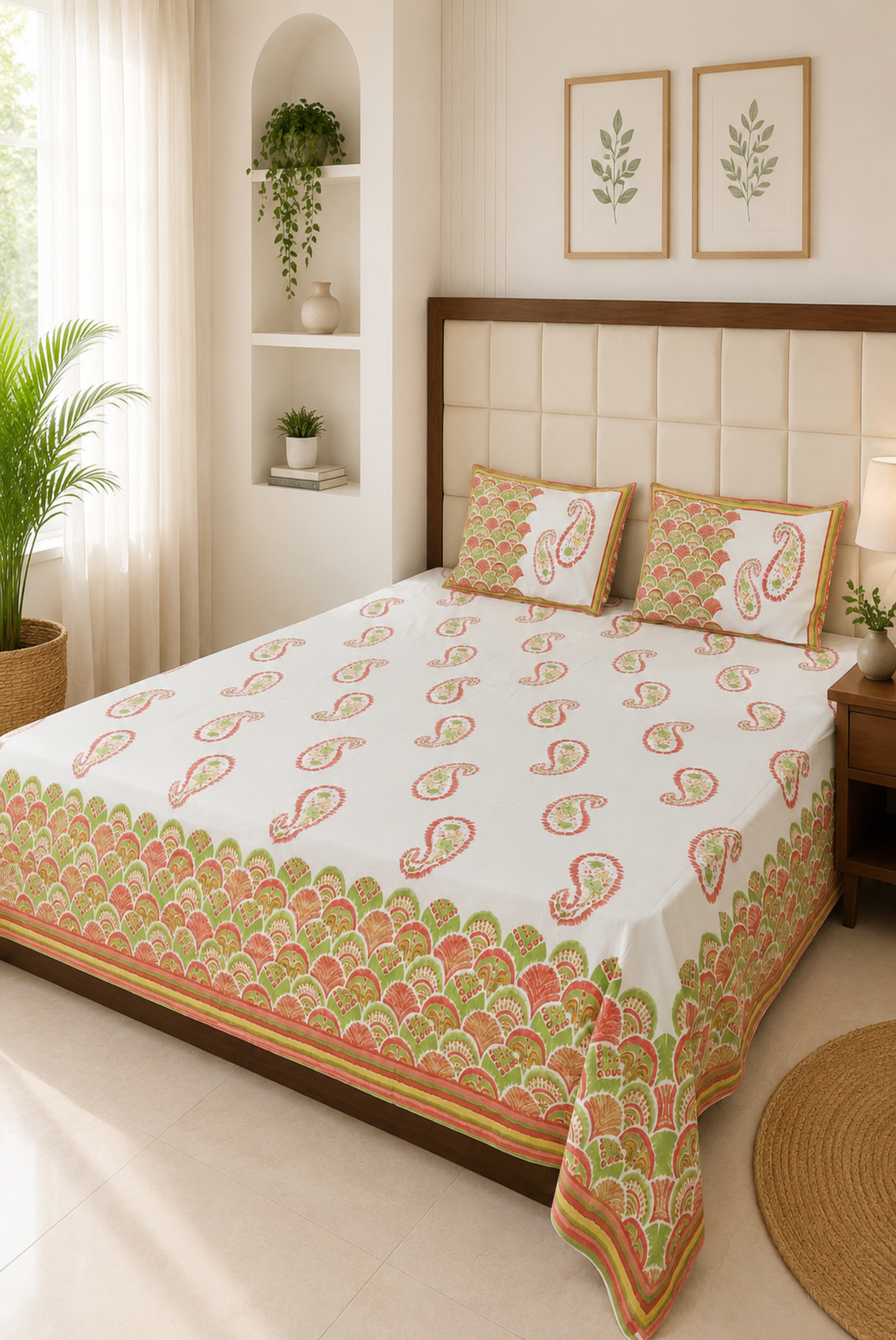Peach Paisley